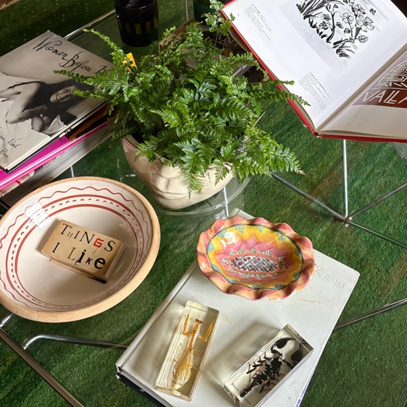 MacKenzie-Childs Pink and Yellow Ruffled Ceramic Trinket Dish - Picture 14 of 14